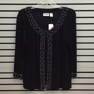 CHICO'S TRAVELERS BEADED LUANNE 3/4 JACKET 2 L